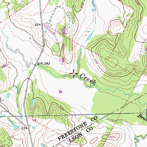 Topographic Map of Dottie Branch, TX