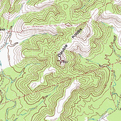 Topographic Map of Double Knobs, TX