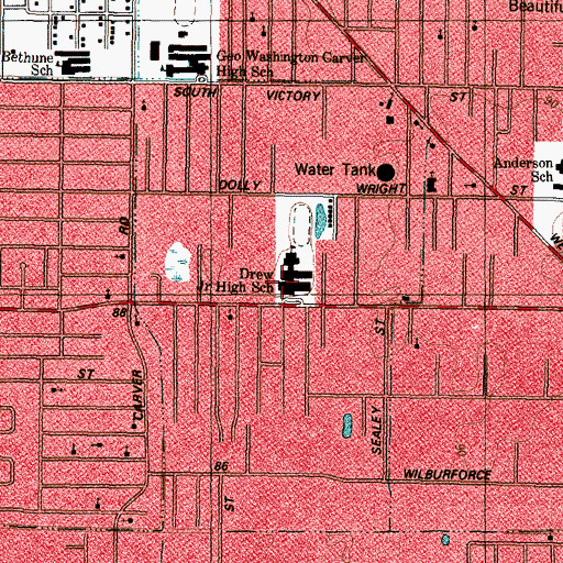 Topographic Map of Drew Junior High School, TX