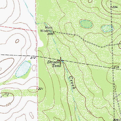 Topographic Map of Driscoll Tank, TX
