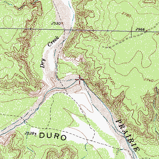 Topographic Map of Dry Creek, TX