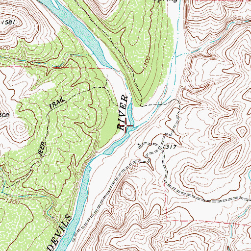 Topographic Map of Dry Devils River, TX