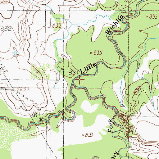 Topographic Map of Dry Fork Little Wichita River, TX
