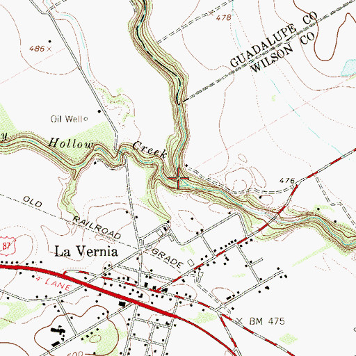 Topographic Map of Dry Hollow Creek, TX
