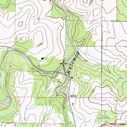 Topographic Map of Dry Prong Katemcy Creek, TX