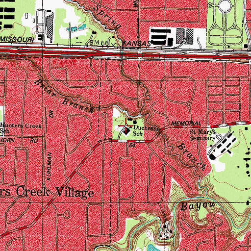 Topographic Map of Duchesne School, TX
