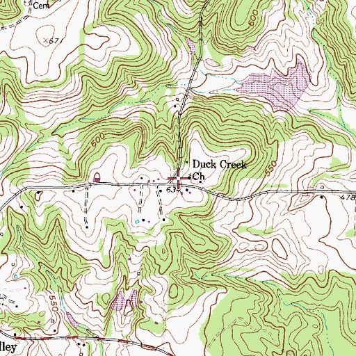 Topographic Map of Duck Creek Church, TX
