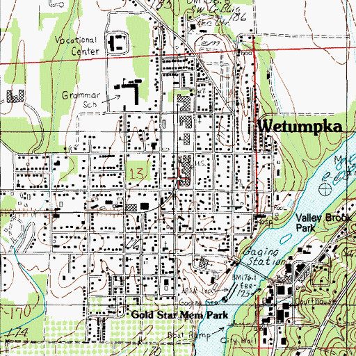 Topographic Map of Wetumpka High School, AL
