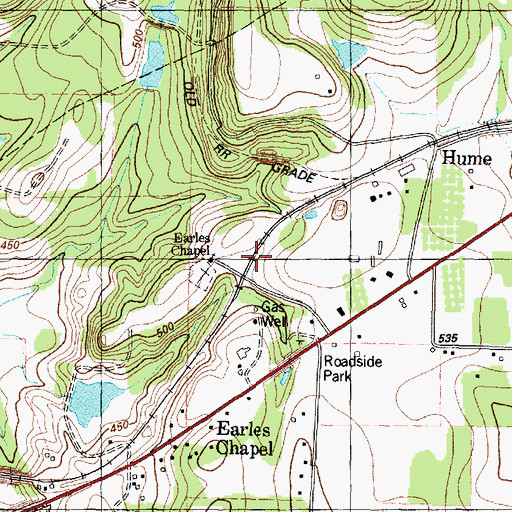Topographic Map of Earles Chapel, TX