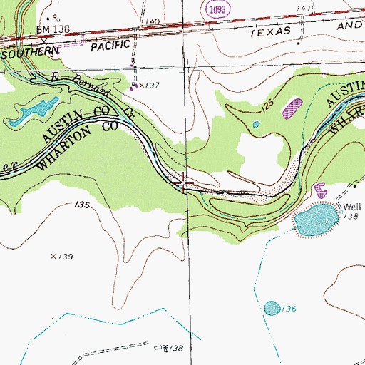 Topographic Map of East Bernard Creek, TX