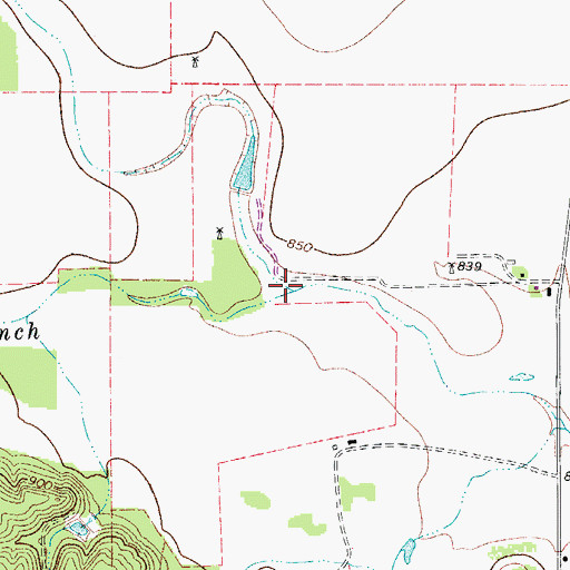 Topographic Map of East Branch Live Oak Creek, TX