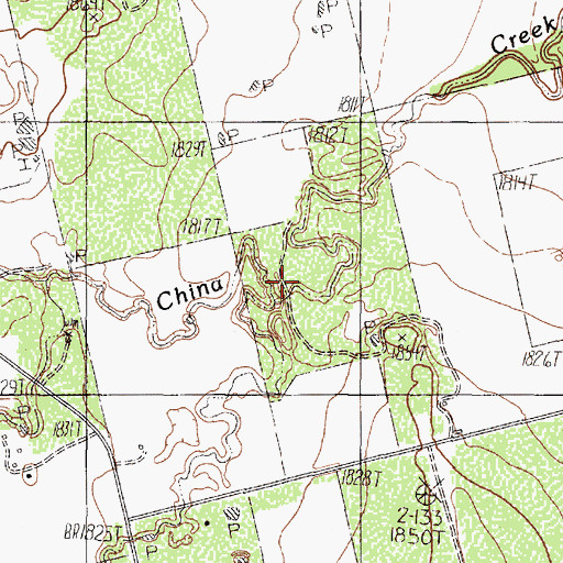 Topographic Map of East China Creek, TX