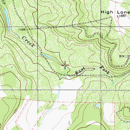 Topographic Map of East Fork Cedar Creek, TX