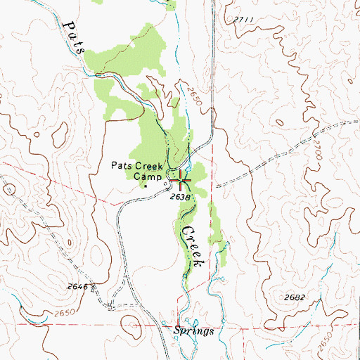 Topographic Map of East Fork Pats Creek, TX