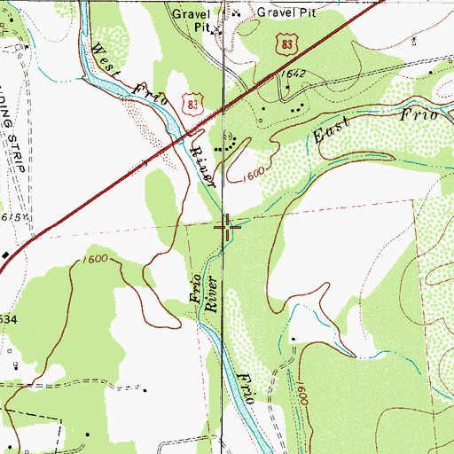 Topographic Map of East Frio River, TX