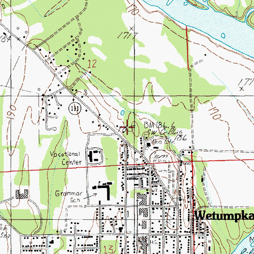 Topographic Map of Wetumpka Municipal Park, AL
