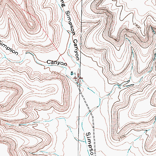 Topographic Map of East Prong Simpson Canyon, TX