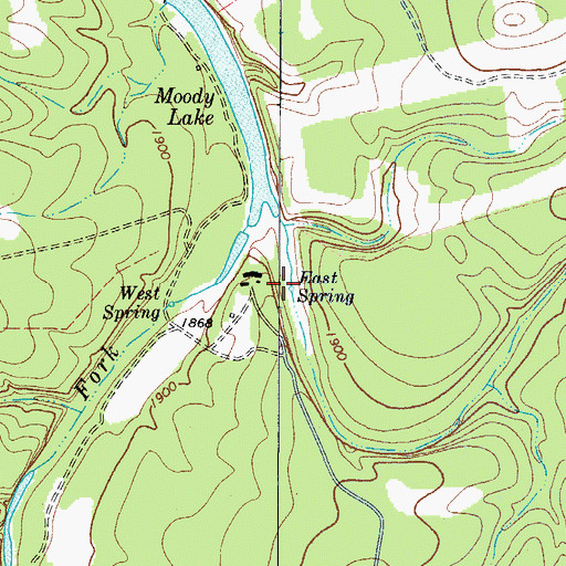 Topographic Map of East Spring, TX