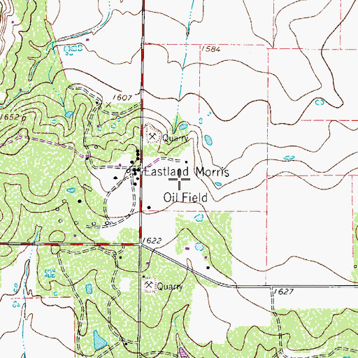 Topographic Map of Eastland Morris Oil Field, TX