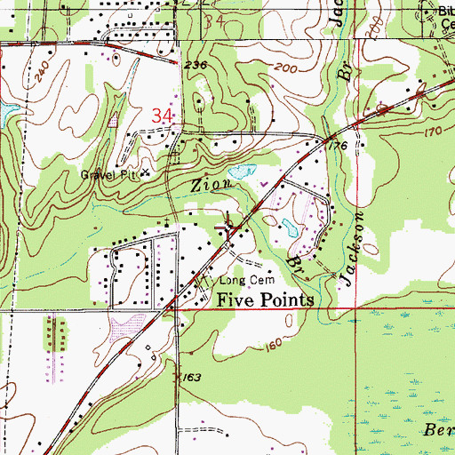 Topographic Map of Zion Church, AL