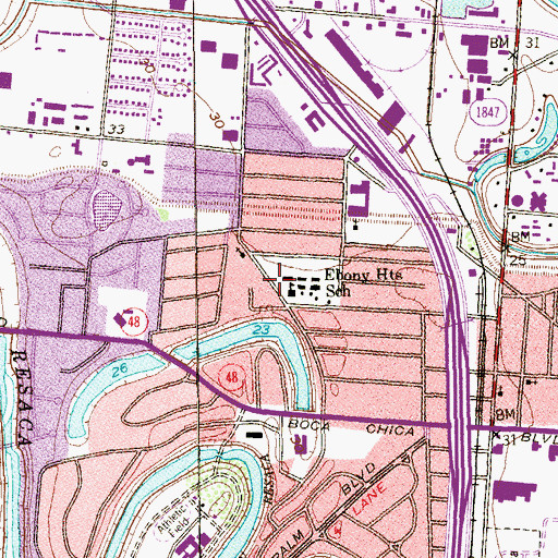 Topographic Map of Ebony Heights School, TX