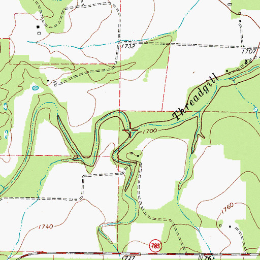 Topographic Map of Edwards Creek, TX