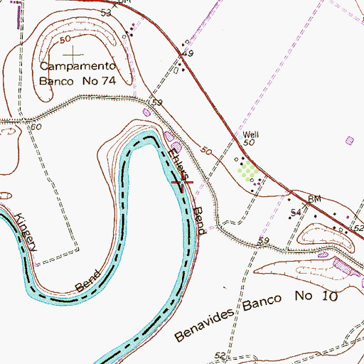 Topographic Map of Ehlers Bend, TX