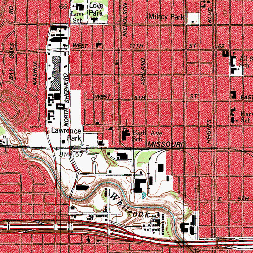 Topographic Map of Eight Avenue School, TX