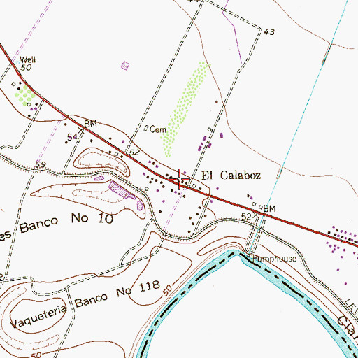 Topographic Map of El Calaboz, TX