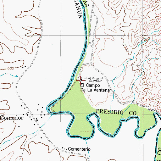 Topographic Map of El Campo De Laventana, TX