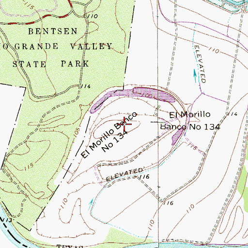 Topographic Map of El Murillo Banco Number One Hundred Thirty-four, TX