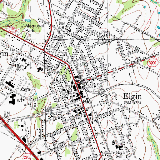 Topographic Map of Elgin, TX