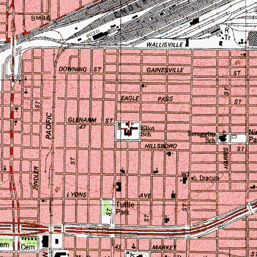 Topographic Map of Eliot School, TX