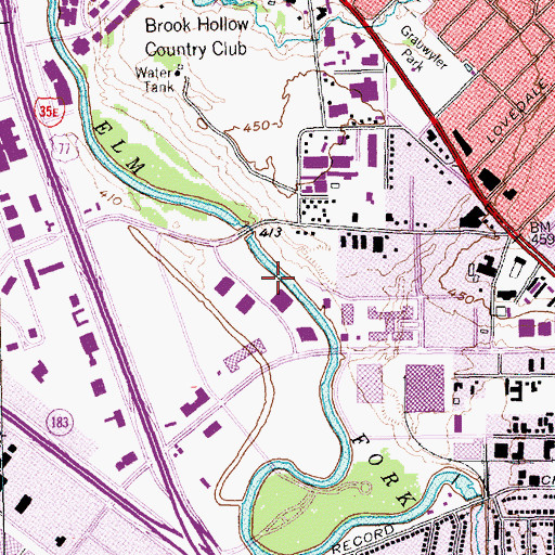 Topographic Map of Elm Fork, TX