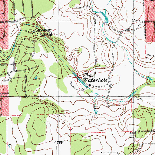 Topographic Map of Elm Waterhole, TX