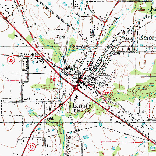 Topographic Map of Emory, TX