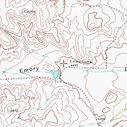 Topographic Map of Emory Corral, TX