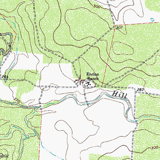 Topographic Map of Encino Ranch, TX