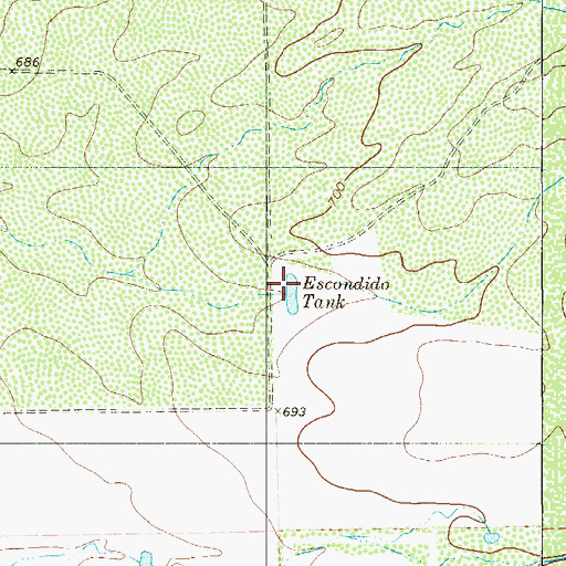 Topographic Map of Escondido Tank, TX