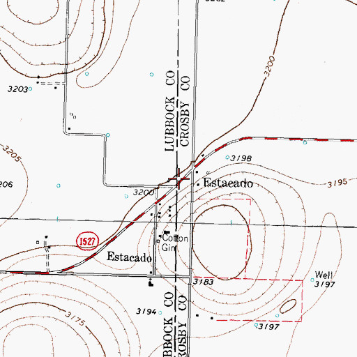 Topographic Map of Estacado, TX