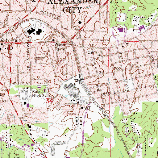 Topographic Map of Avondale Mill School (historical), AL