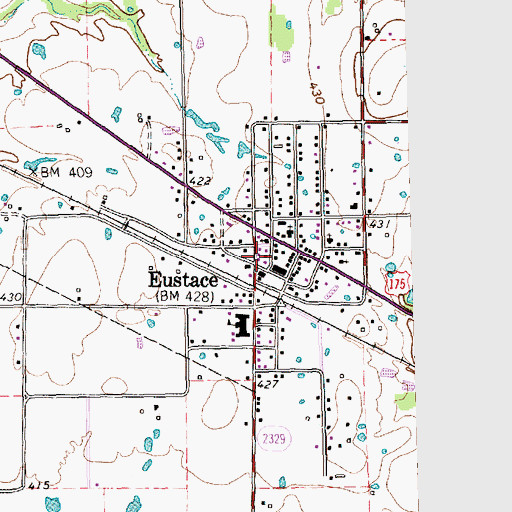 Topographic Map of Eustace, TX