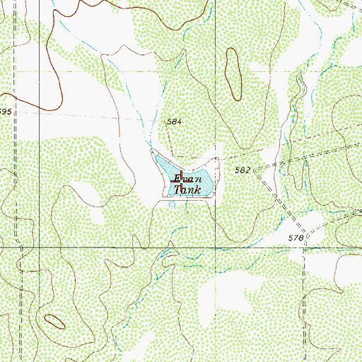 Topographic Map of Evan Tank, TX