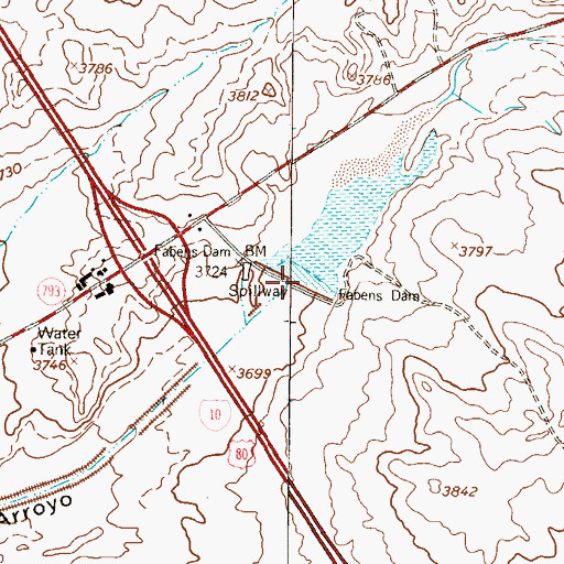Topographic Map of Fabens Dam, TX