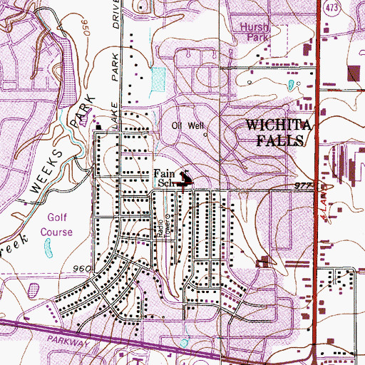 Topographic Map of Fain School, TX