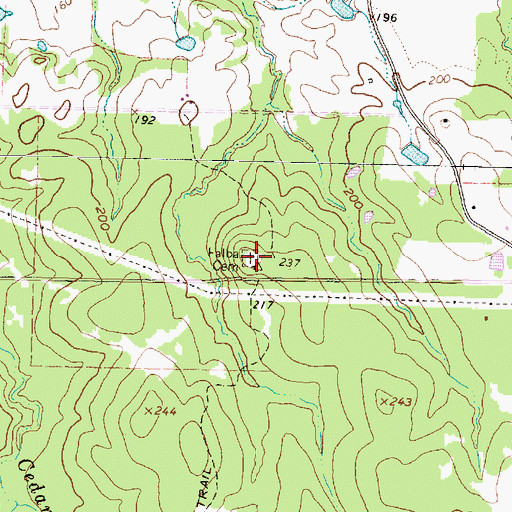 Topographic Map of Falba Cemetery, TX