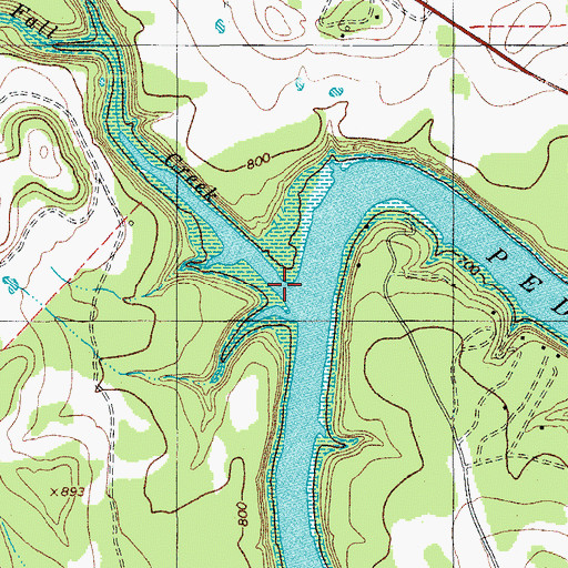 Topographic Map of Fall Creek, TX