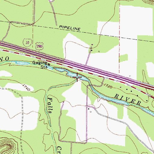 Topographic Map of Falls Creek, TX