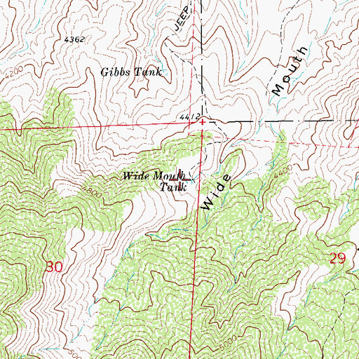Topographic Map of Wide Mouth Tank, AZ