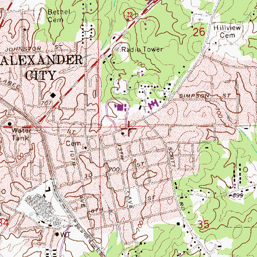 Topographic Map of Baptist Tabernacle Church, AL